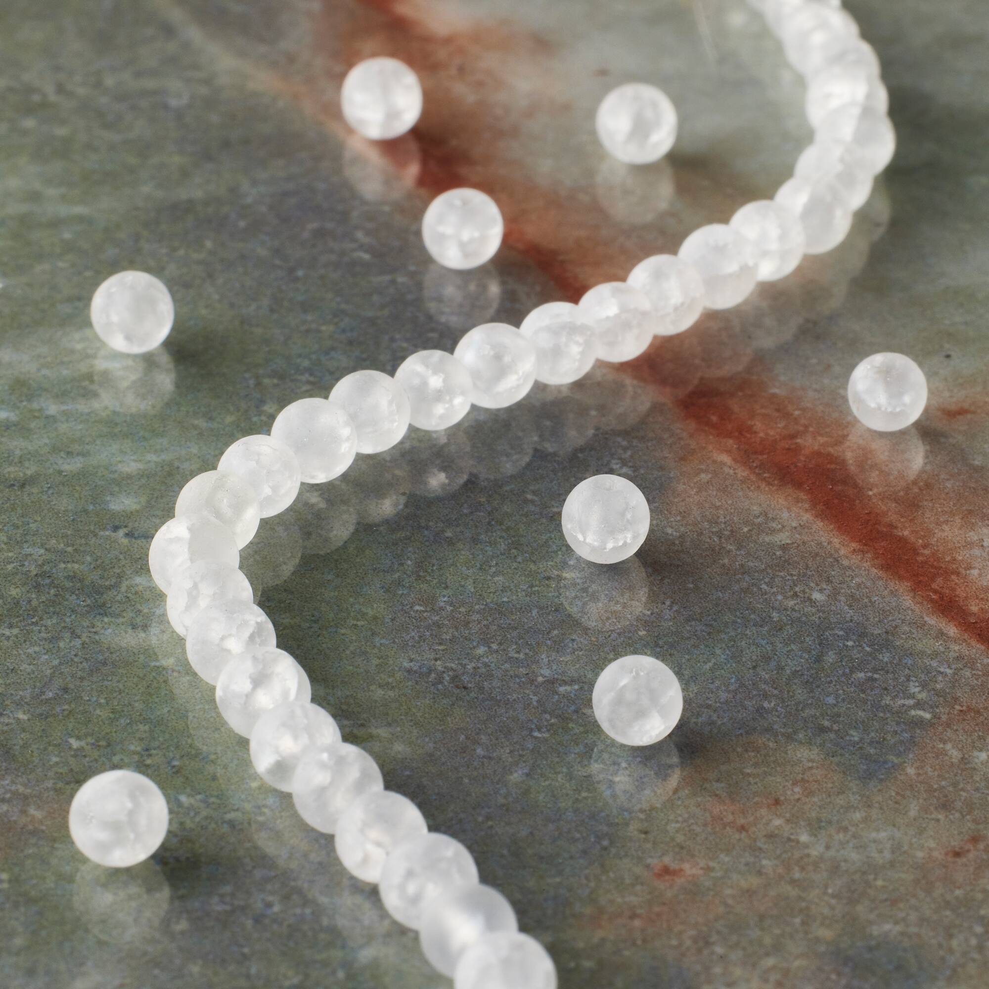 12 Pack: White Cracked Quartz Round Beads by Bead Landing